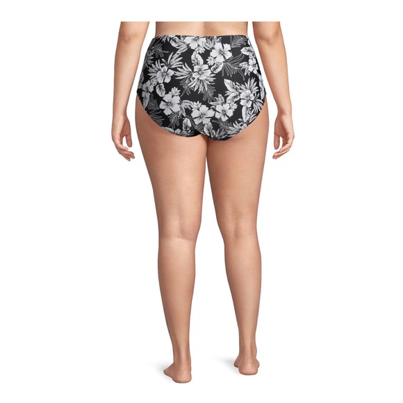 Womens Time and Tru Bikini Bottoms Size 1X 16W-18W floral black + white New - Picture 5 of 6